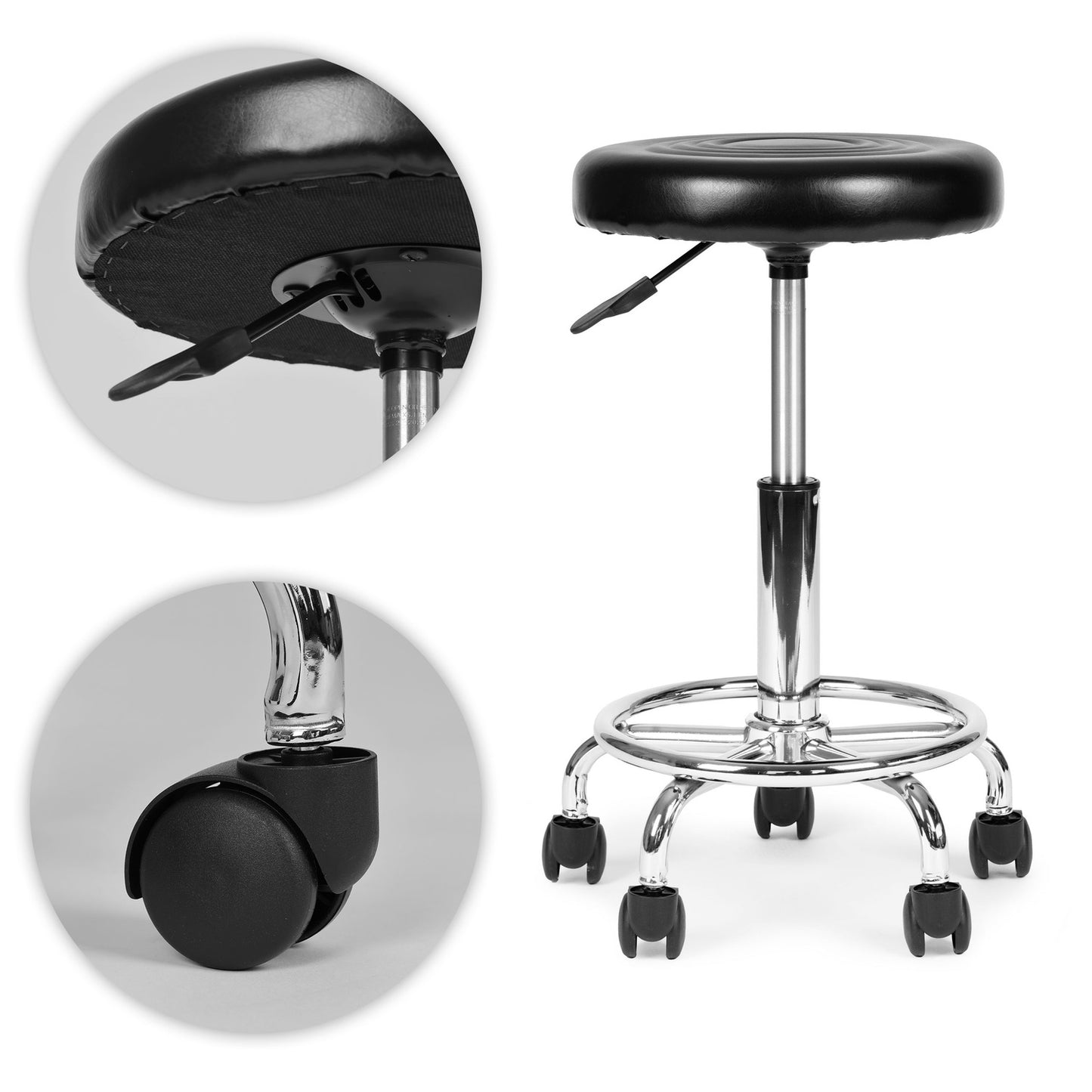 Adjustable Swivel Stool for Medical Use, Black