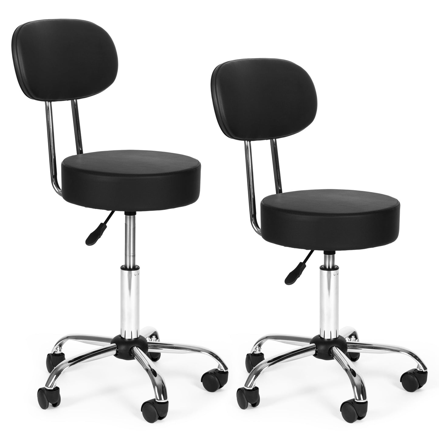 Adjustable Swivel Stool with Backrest – Black