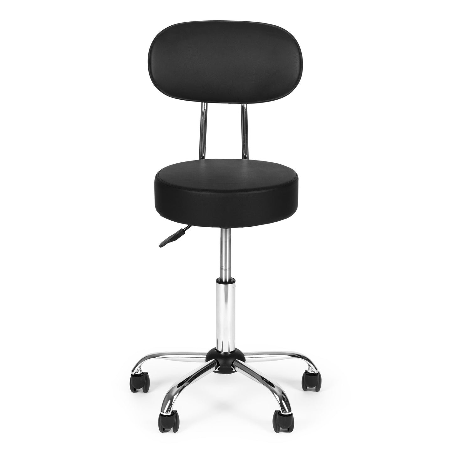 Adjustable Swivel Stool with Backrest – Black