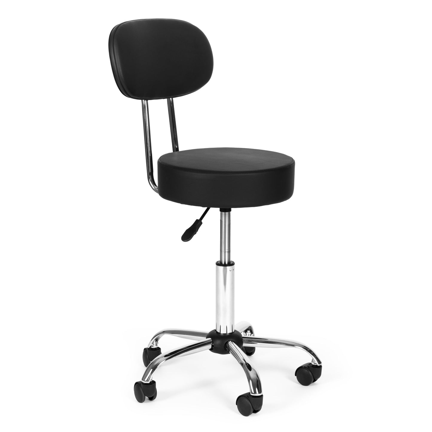 Adjustable Swivel Stool with Backrest – Black