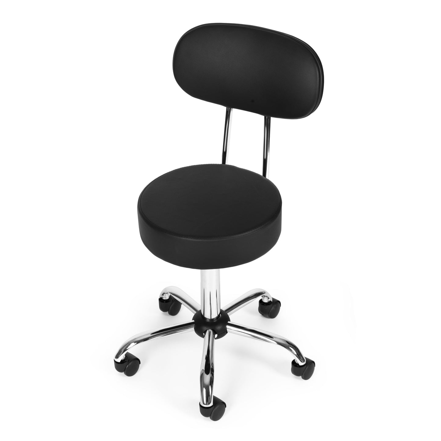 Adjustable Swivel Stool with Backrest – Black