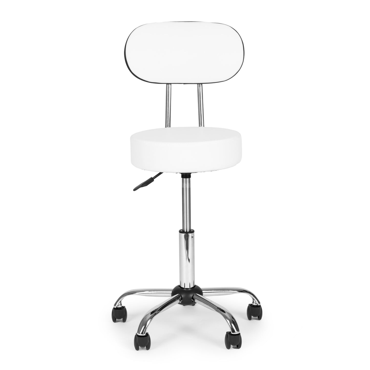 Adjustable Swivel Stool with Backrest – White