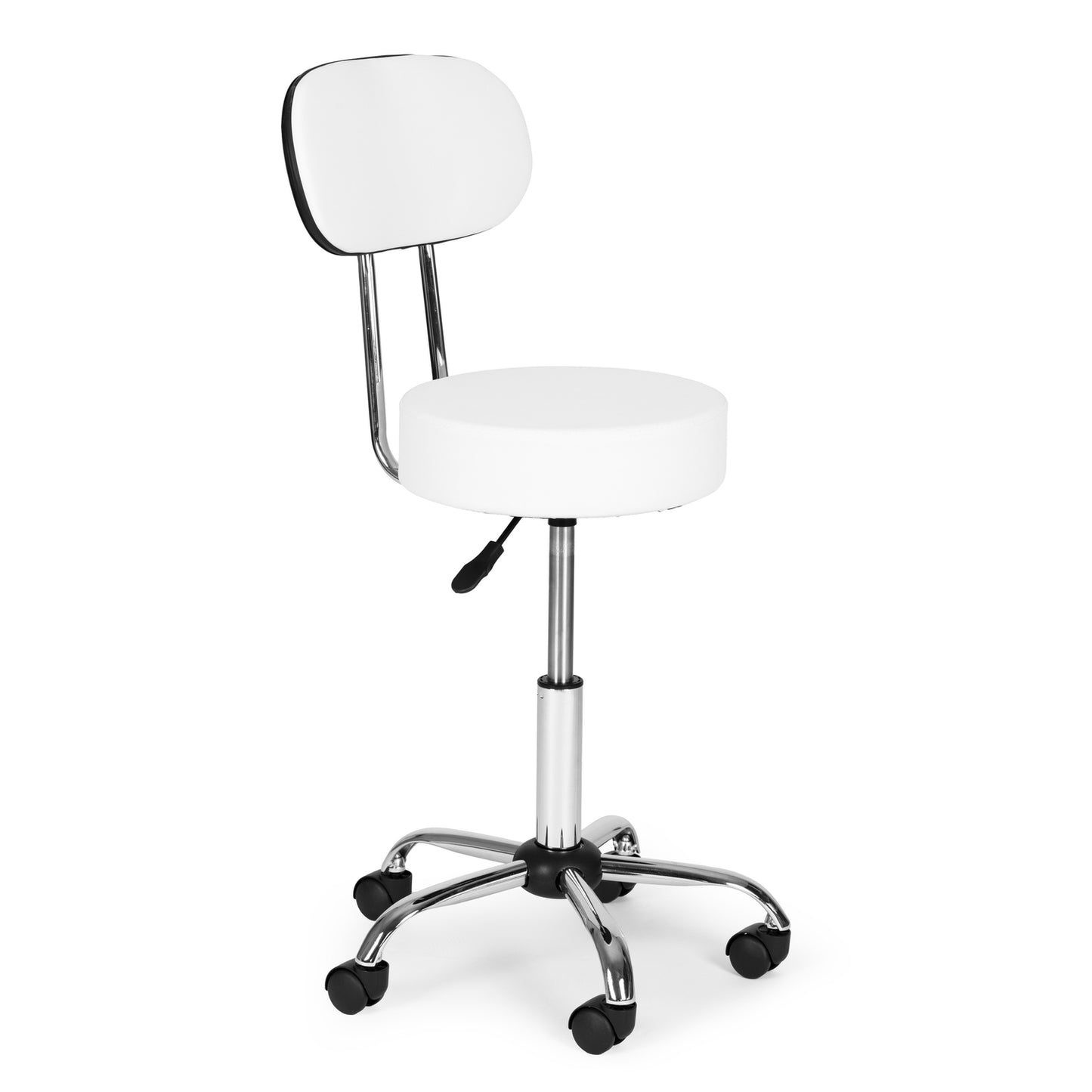 Adjustable Swivel Stool with Backrest – White