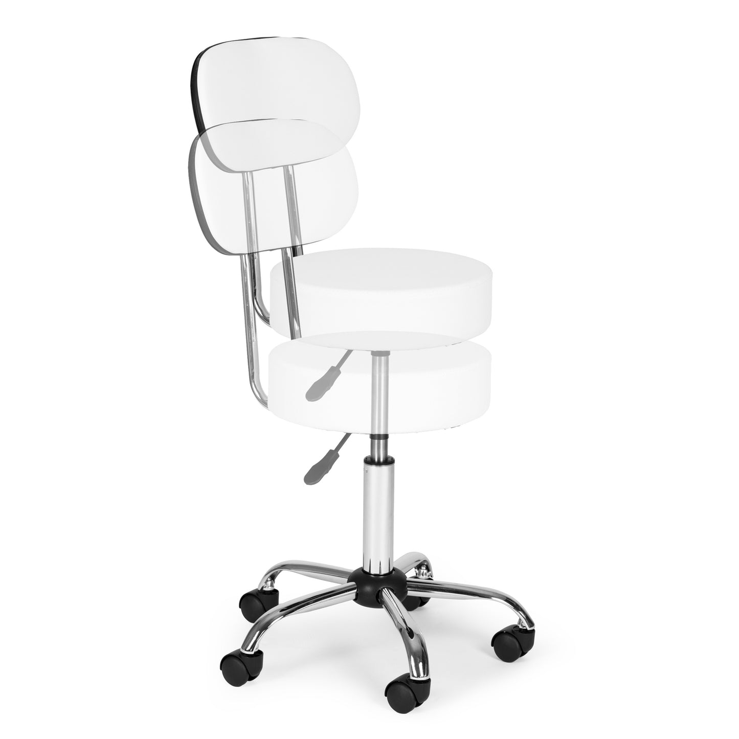 Adjustable Swivel Stool with Backrest – White