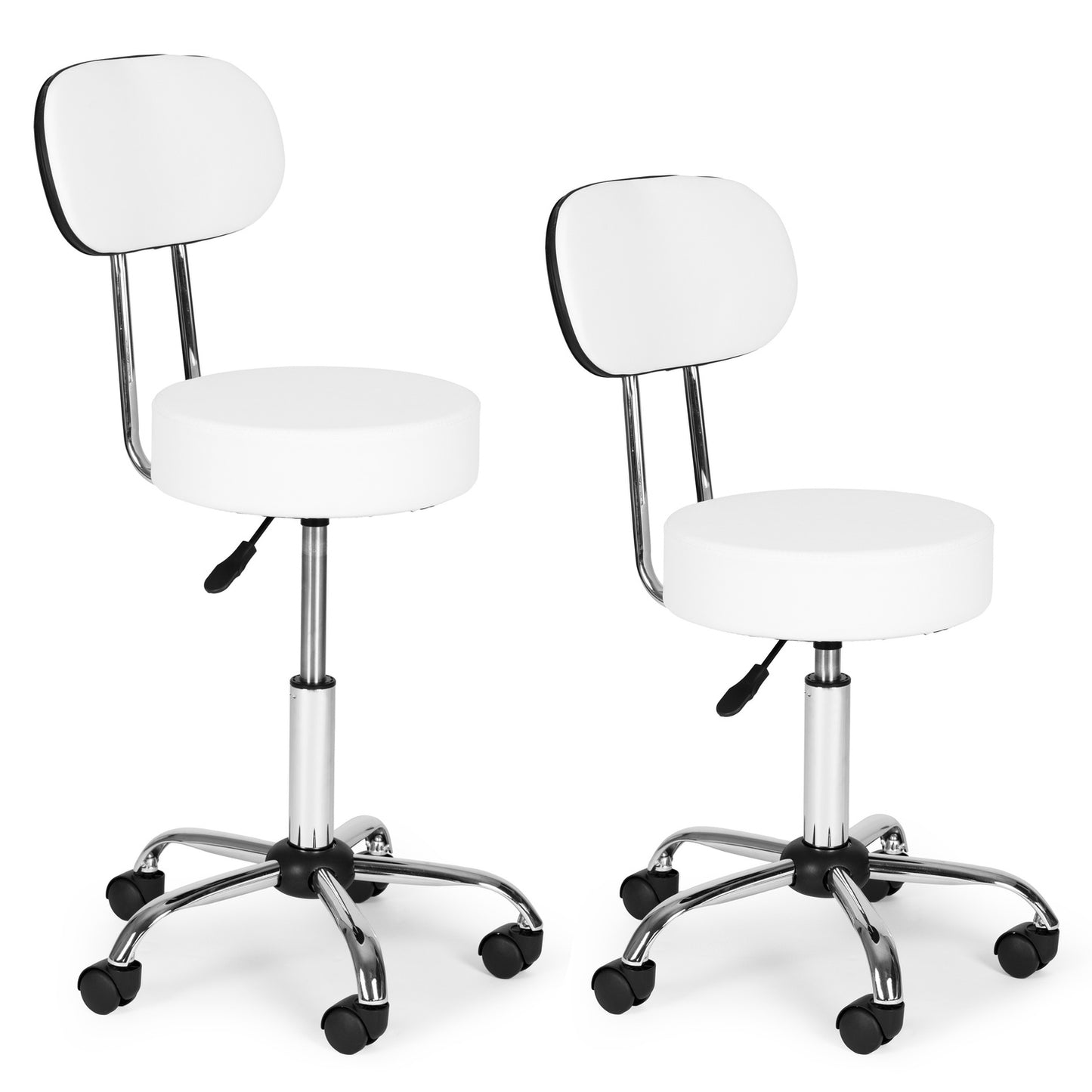 Adjustable Swivel Stool with Backrest – White