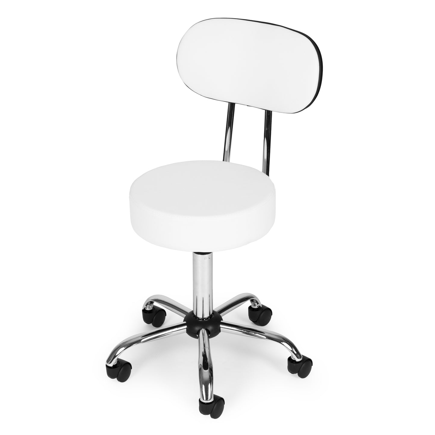 Adjustable Swivel Stool with Backrest – White