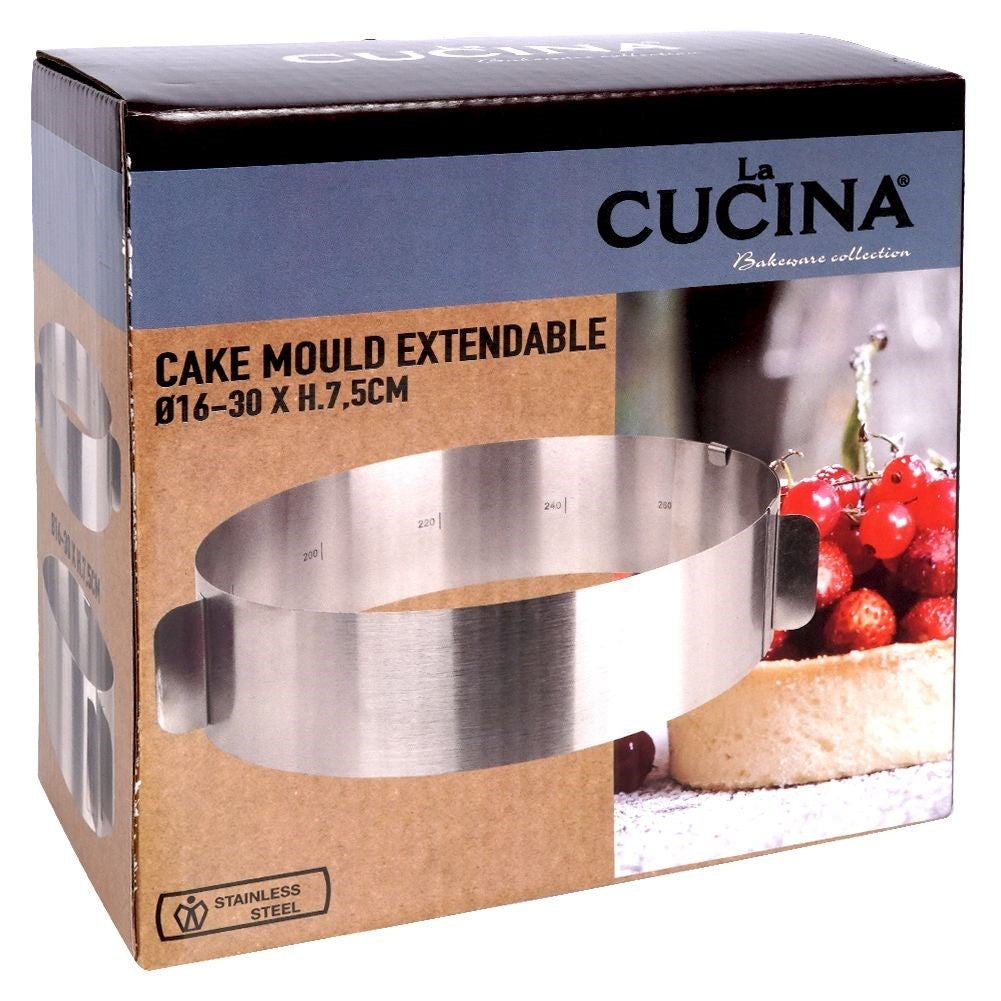 Adjustable baking form 16-30 cm in stainless steel
