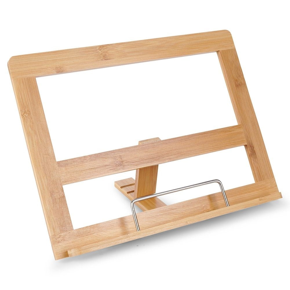 Adjustable bamboo cookbook stand - also for tablets