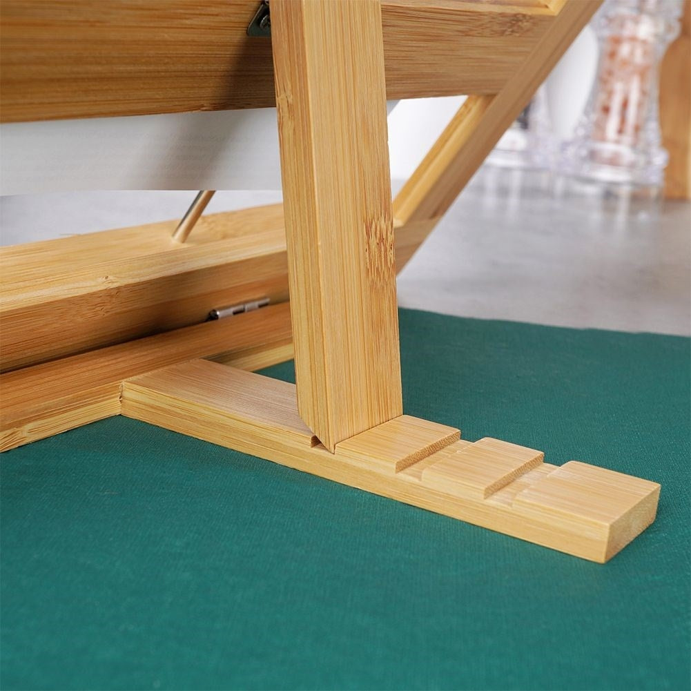 Adjustable bamboo cookbook stand - also for tablets