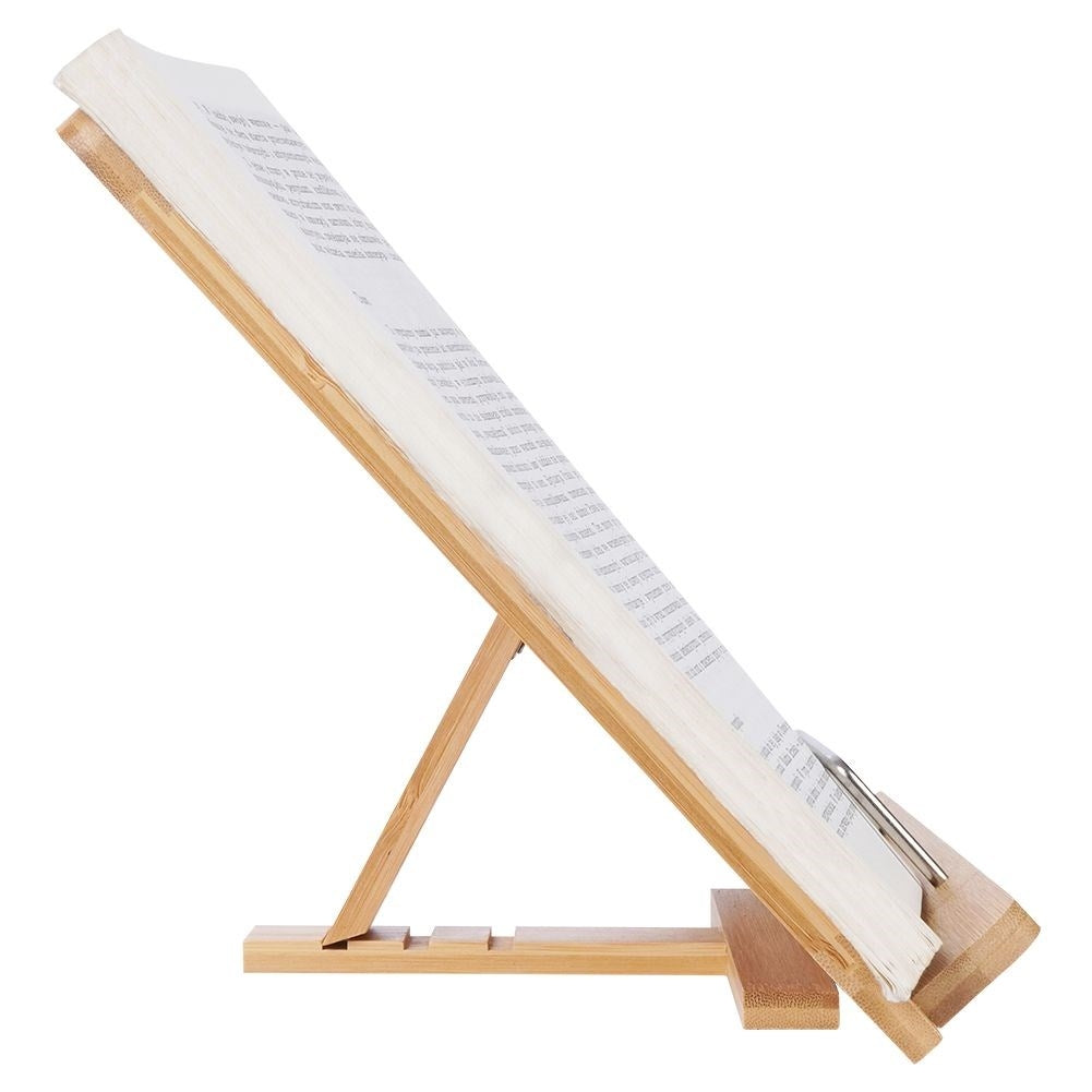Adjustable bamboo cookbook stand - also for tablets