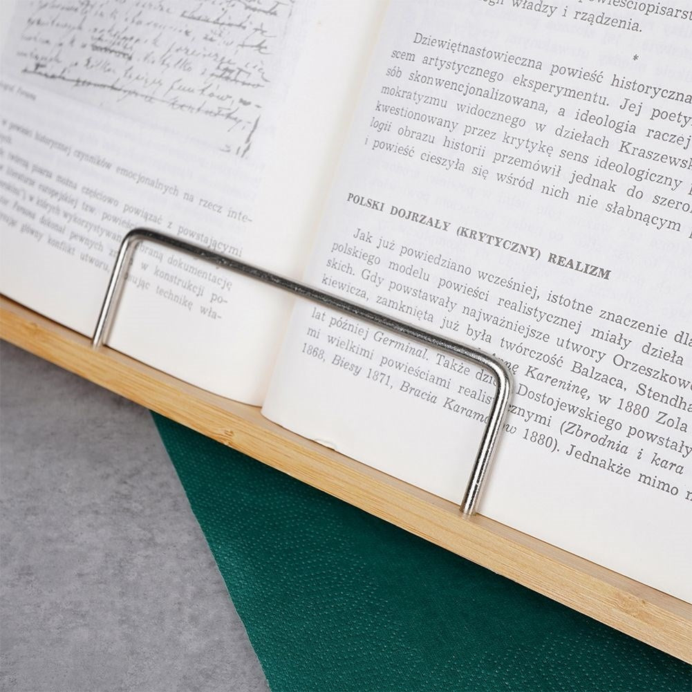 Adjustable bamboo cookbook stand - also for tablets