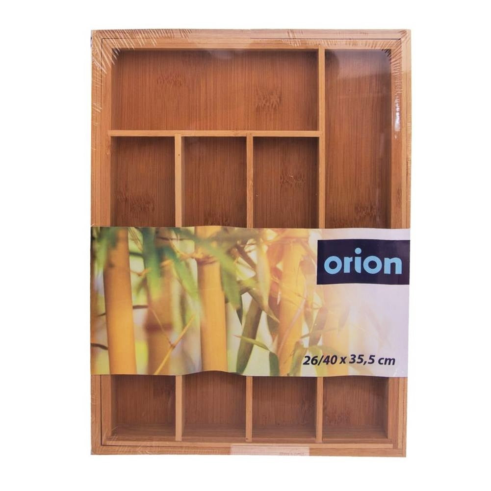 Adjustable bamboo organizer for cutlery and kitchen utensils