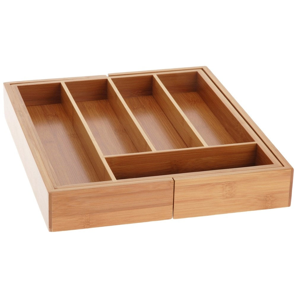 Adjustable bamboo organizer for cutlery and kitchen utensils