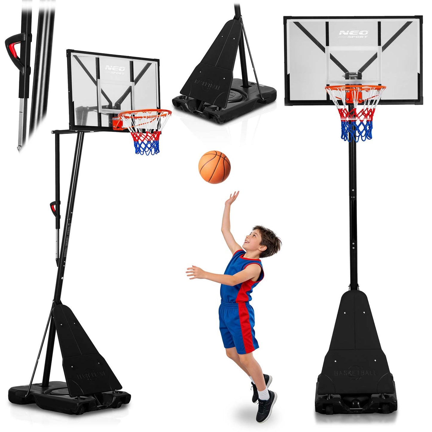 Adjustable basketball basket 160-305cm, stable, large, Neo-Sport NS-284