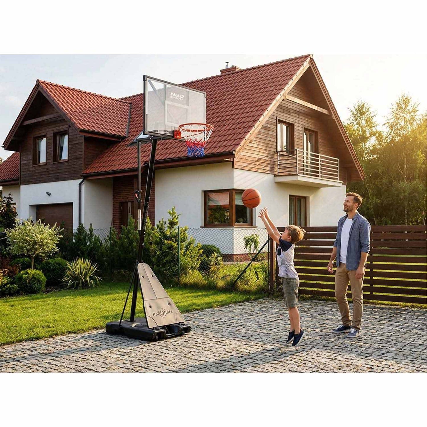 Adjustable basketball basket 160-305cm, stable, large, Neo-Sport NS-284