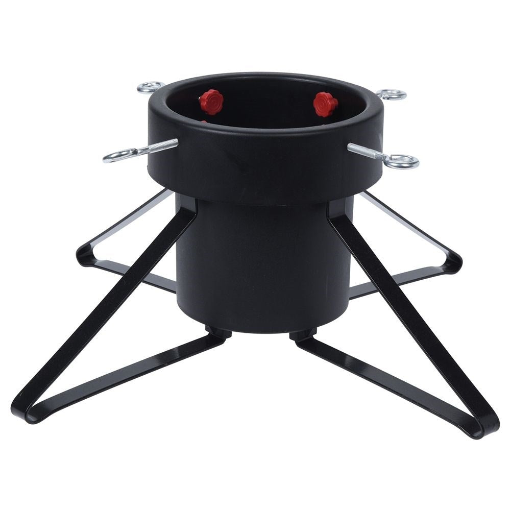 Adjustable black Christmas tree stand with water container in metal and plastic
