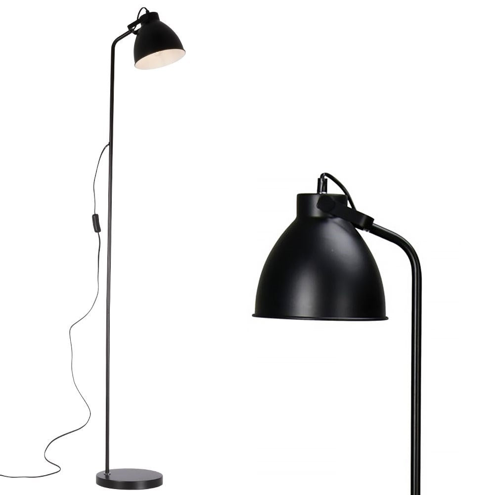 Adjustable black metal floor lamp with white interior