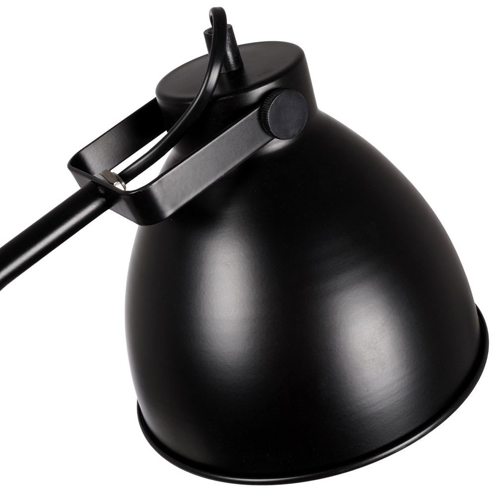 Adjustable black metal floor lamp with white interior