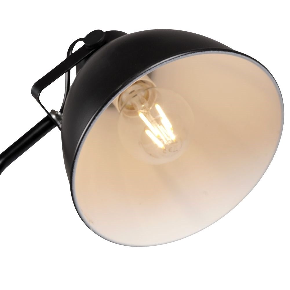 Adjustable black metal floor lamp with white interior