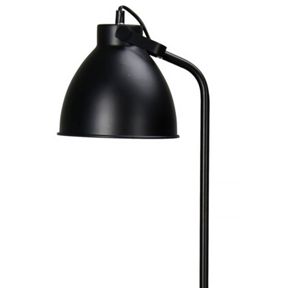 Adjustable black metal floor lamp with white interior