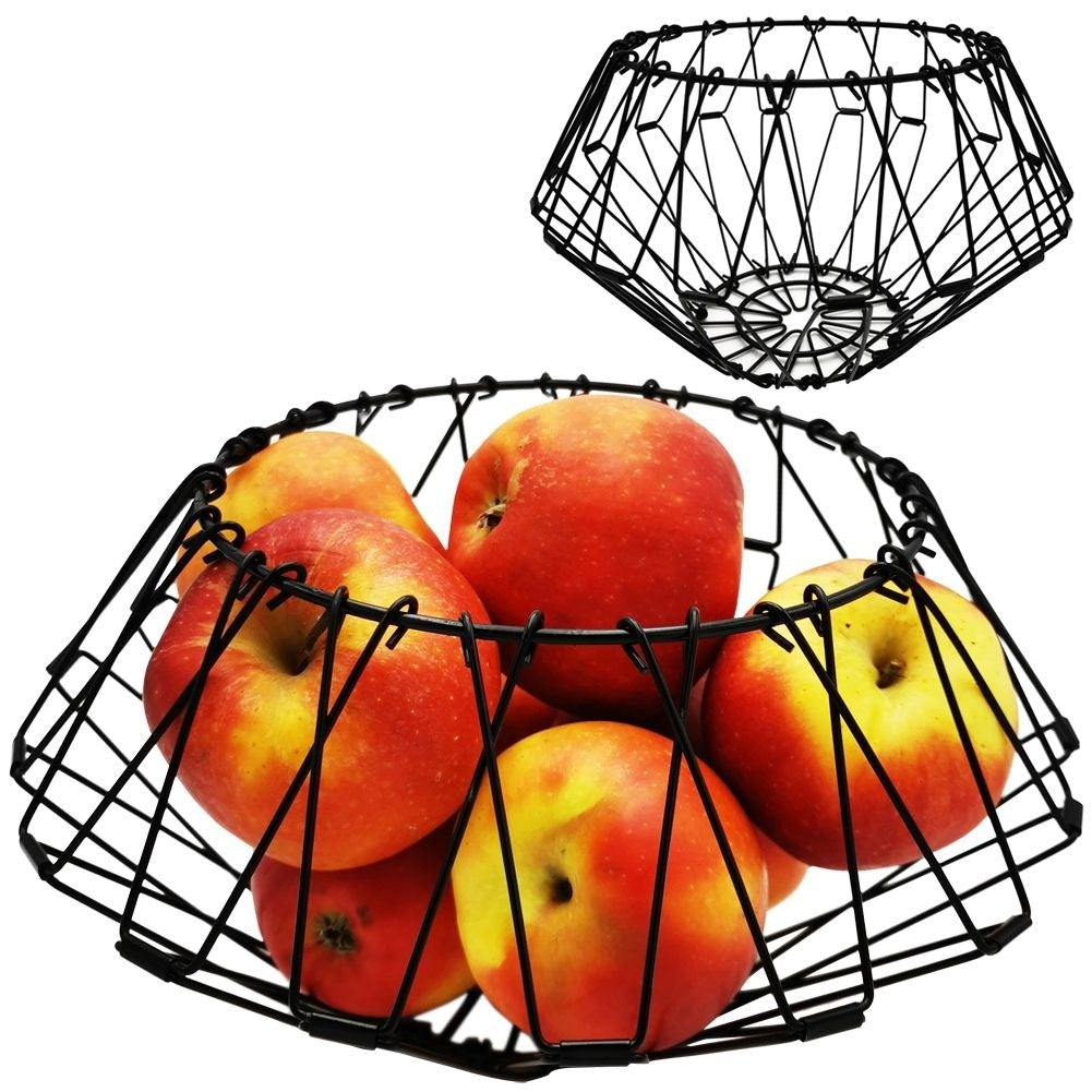 Adjustable black metal fruit and vegetable basket