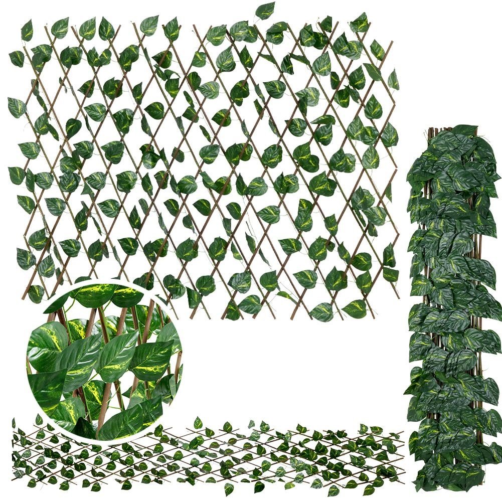 Adjustable decorative grille with artificial jasmine leaves