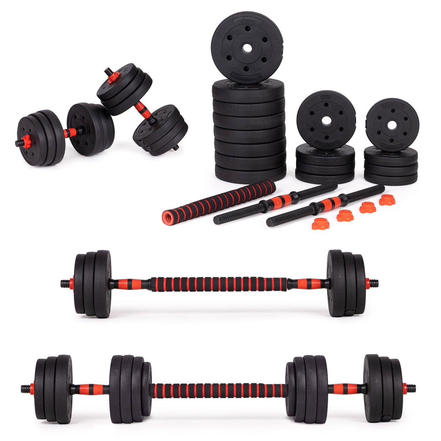 Adjustable dumbbells 2x 15kg barbell set 30kg bar
