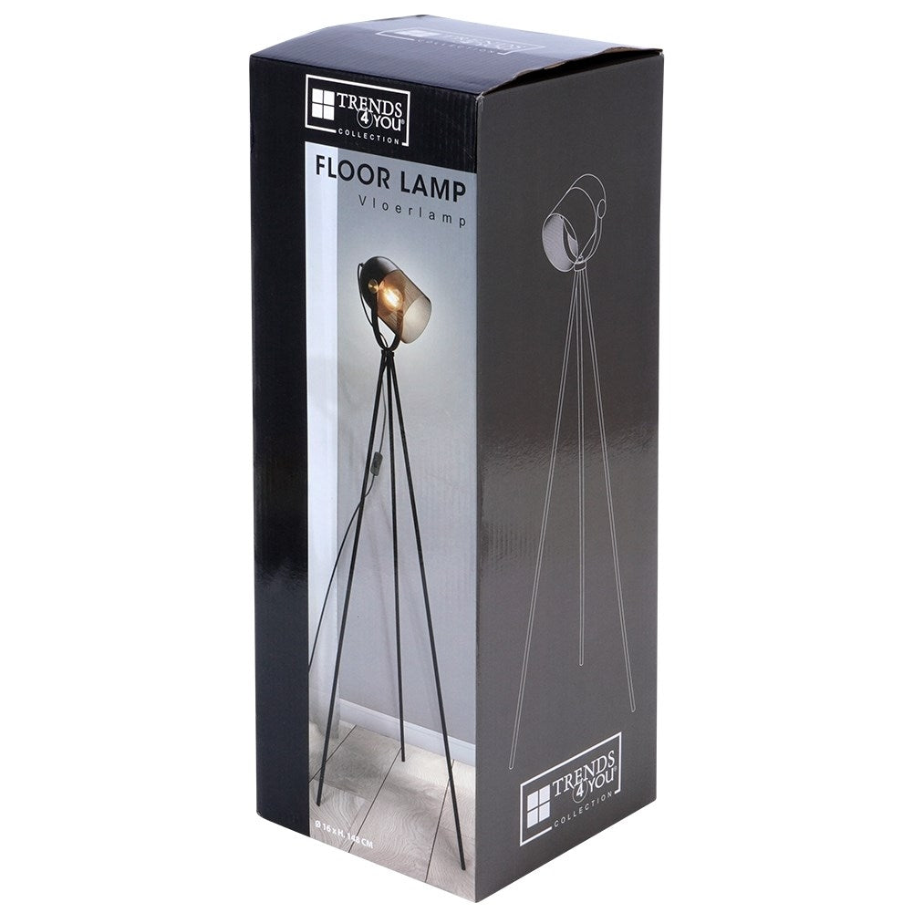Adjustable floor lamp in black metal for home and office