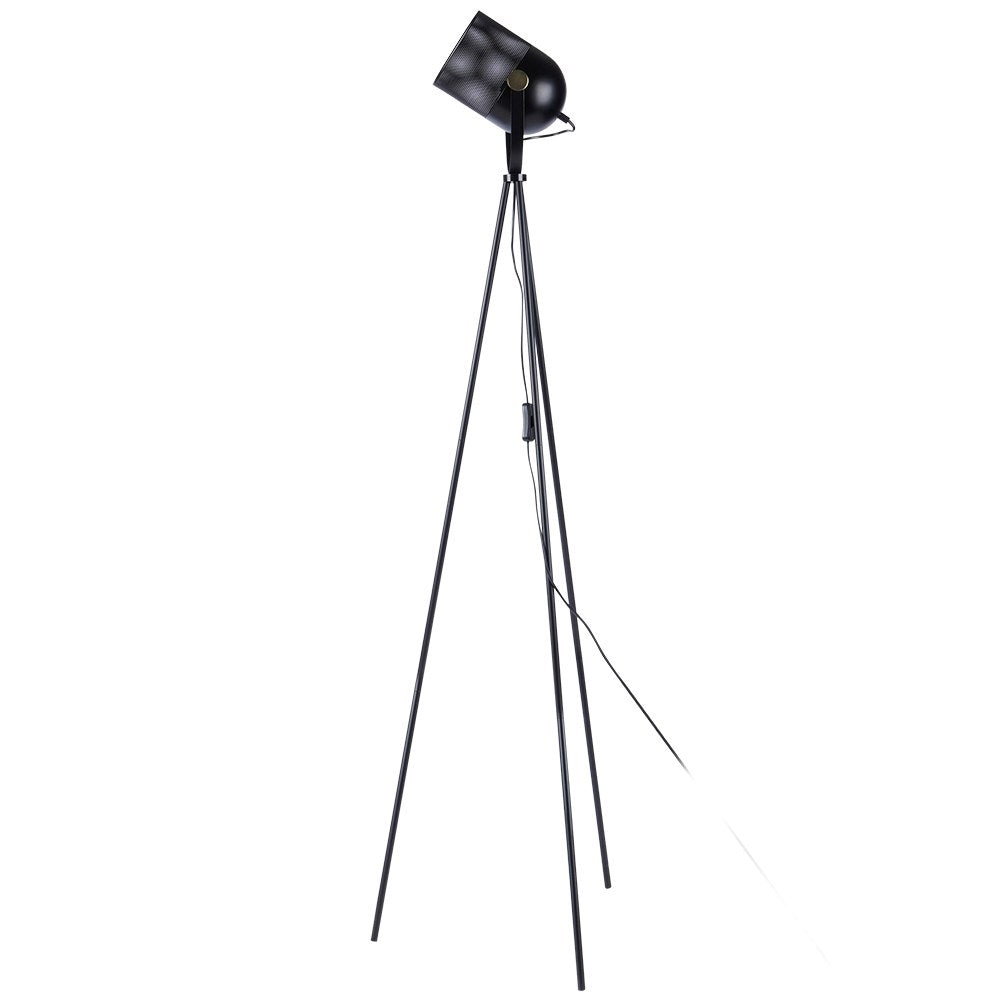 Adjustable floor lamp in black metal for home and office