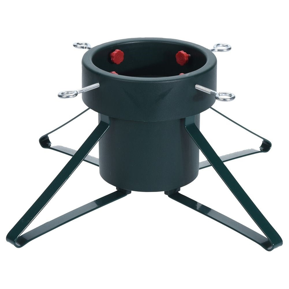 Adjustable green metal Christmas tree base with water container