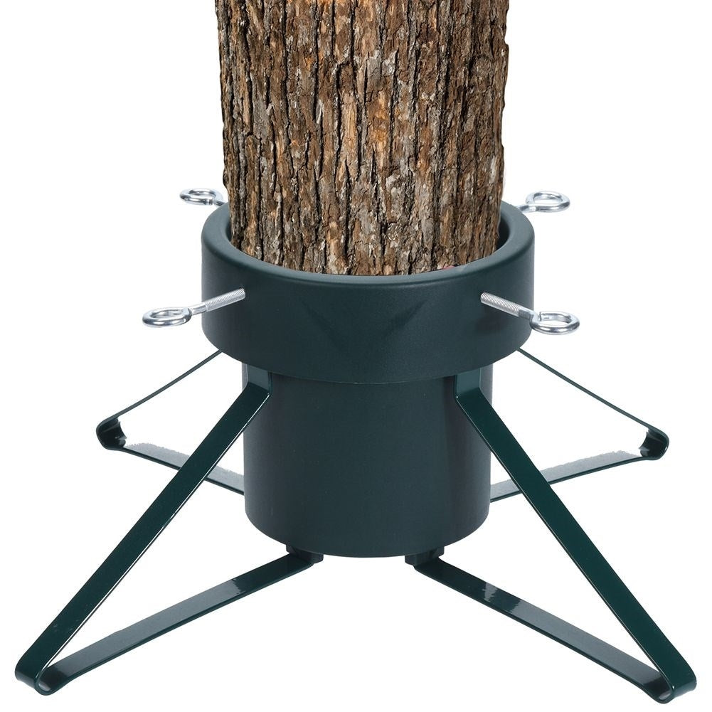 Adjustable green metal Christmas tree base with water container