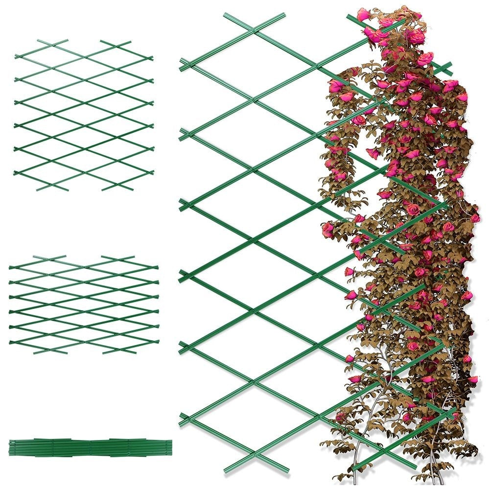 Adjustable plastic grid for climbing plants in the garden
