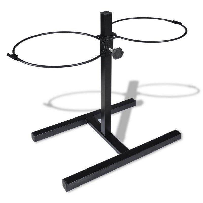 Adjustable stand with two stainless steel dog bowls, 1.8L