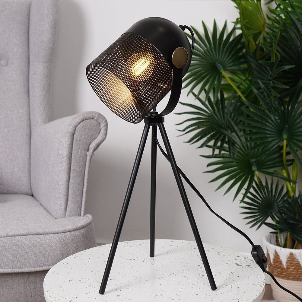 Adjustable table lamp in black metal for home and office