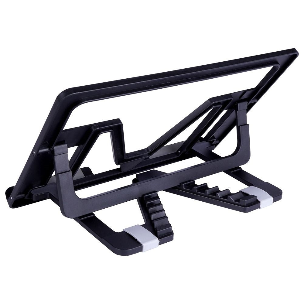 Adjustable tablet stand with six tilt positions and height adjustment