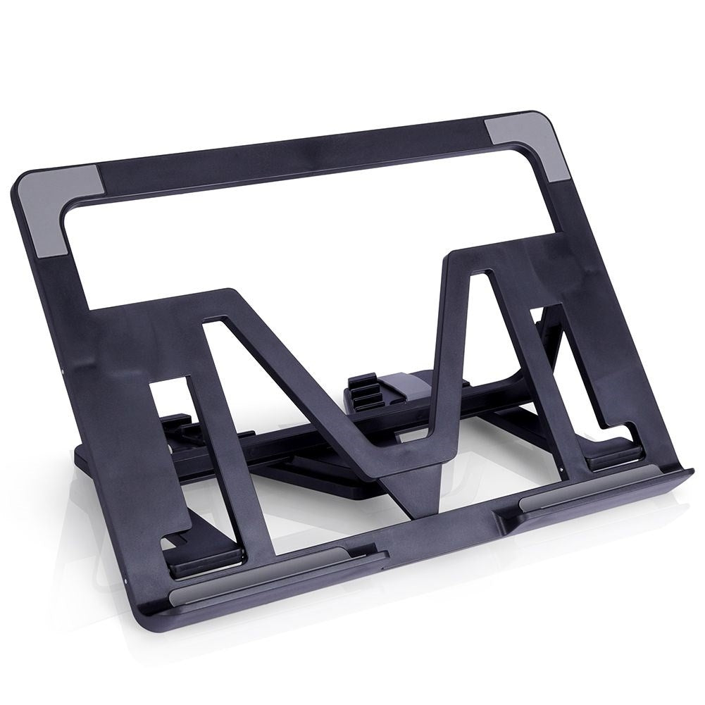 Adjustable tablet stand with six tilt positions and height adjustment