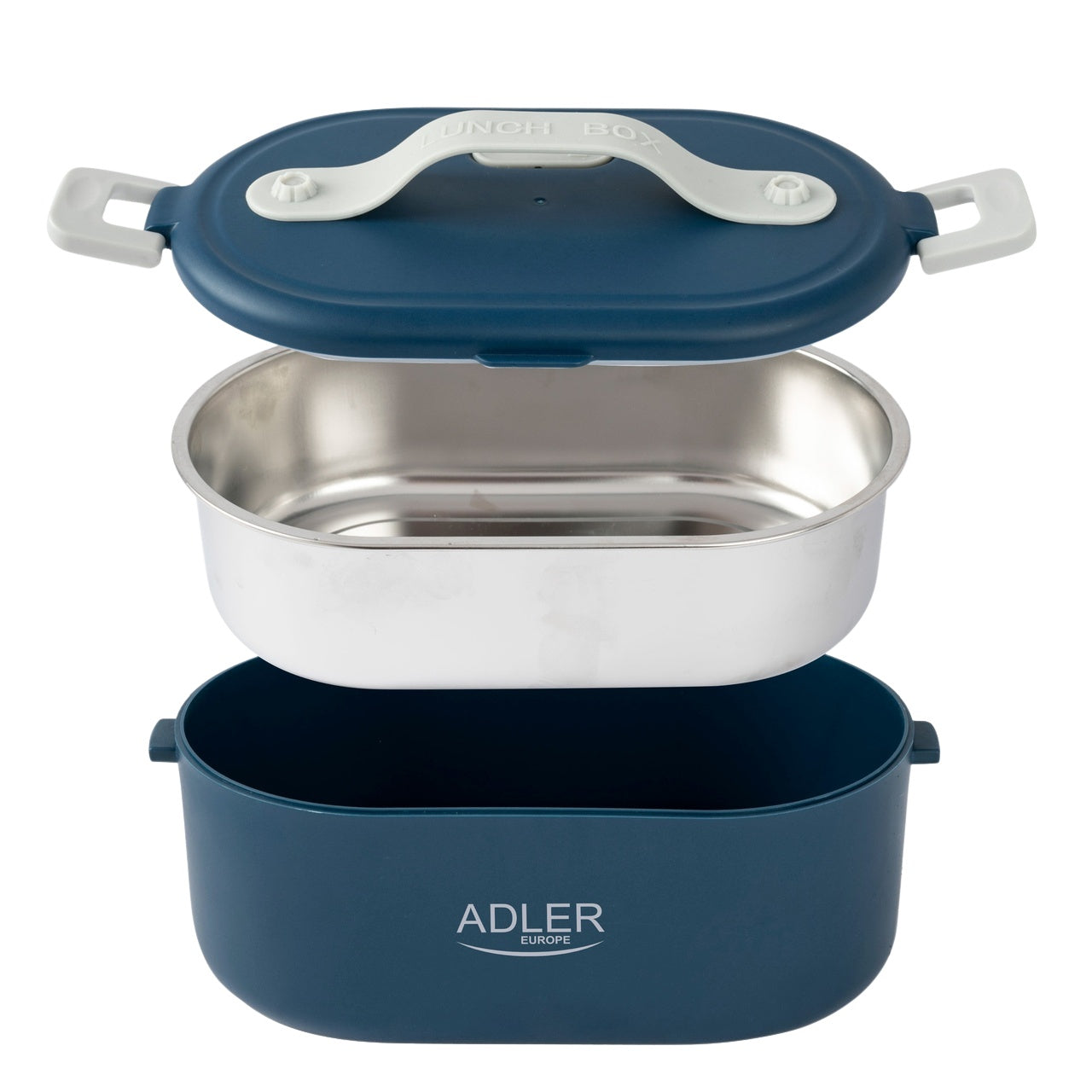 Adler AD 4505 blue Food container heated lunch box set container separator spoon 0.8L 55W