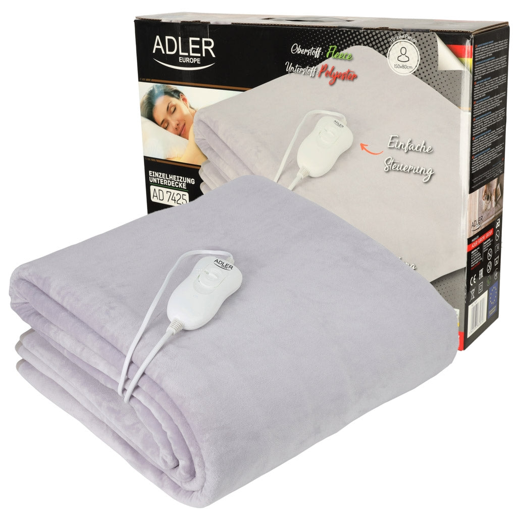 Adler AD 7425 electric blanket heating mat pilot 4 heating levels 150x80cm 60W