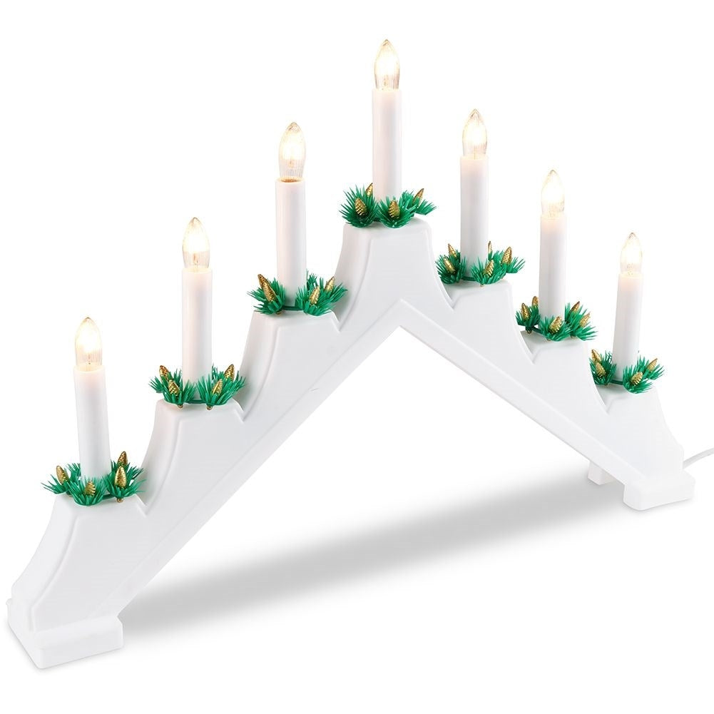 Advent Candlestick with Seven Candles and White Base for Advent