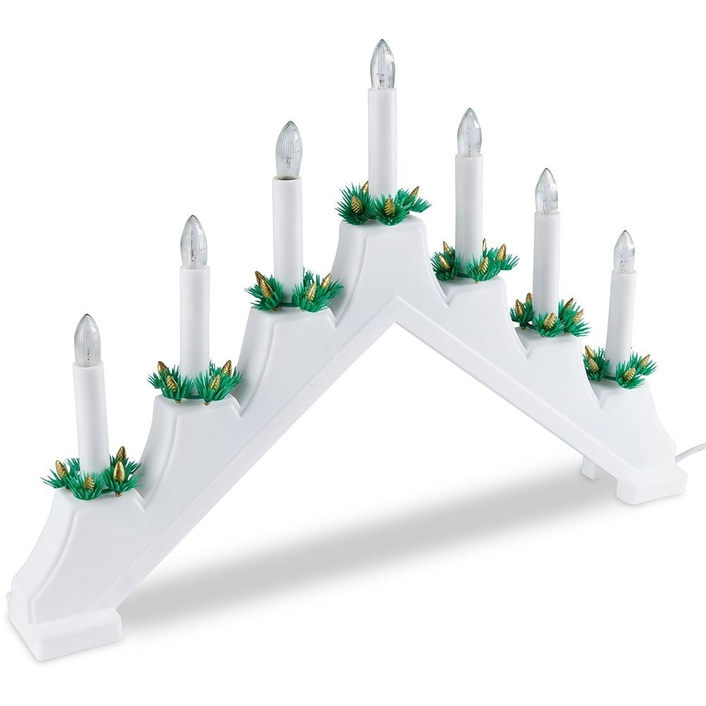 Advent Candlestick with Seven Candles and White Base for Advent