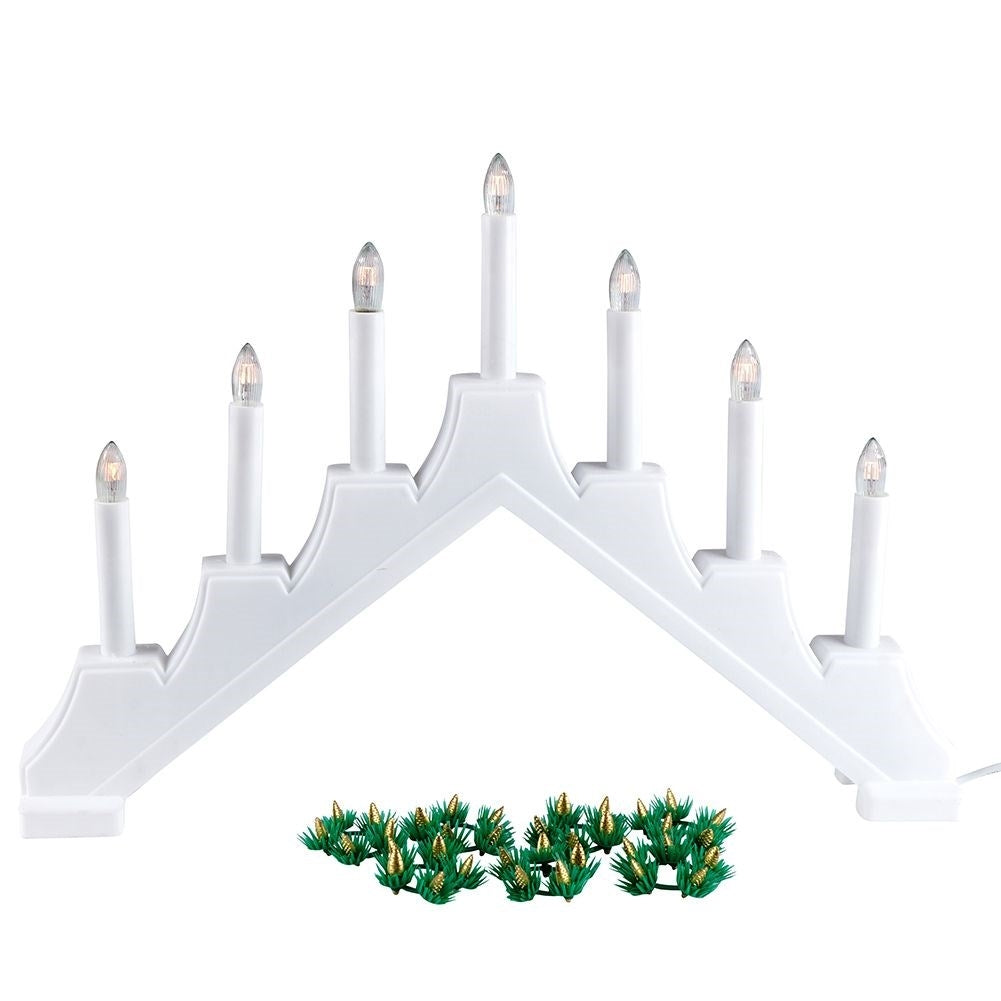 Advent Candlestick with Seven Candles and White Base for Advent