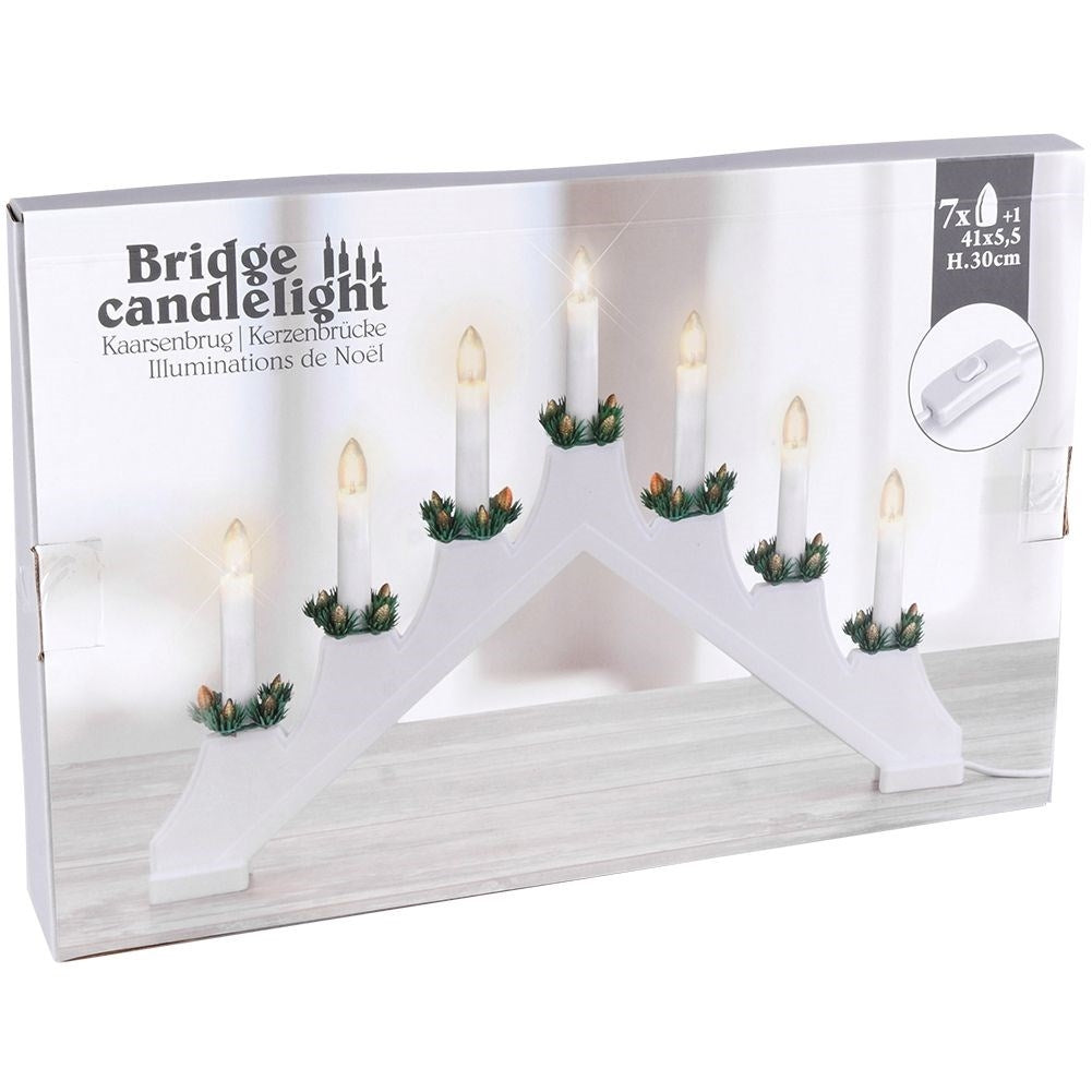Advent Candlestick with Seven Candles and White Base for Advent