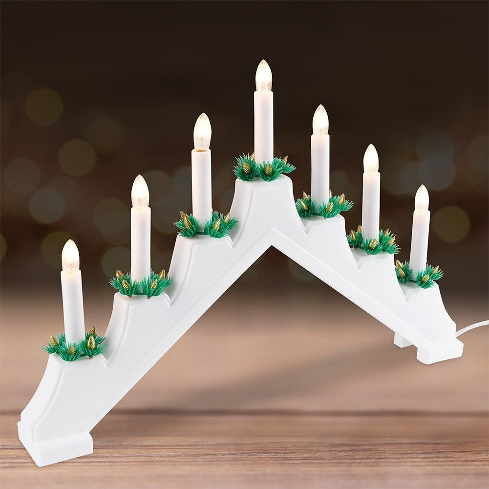 Advent Candlestick with Seven Candles and White Base for Advent