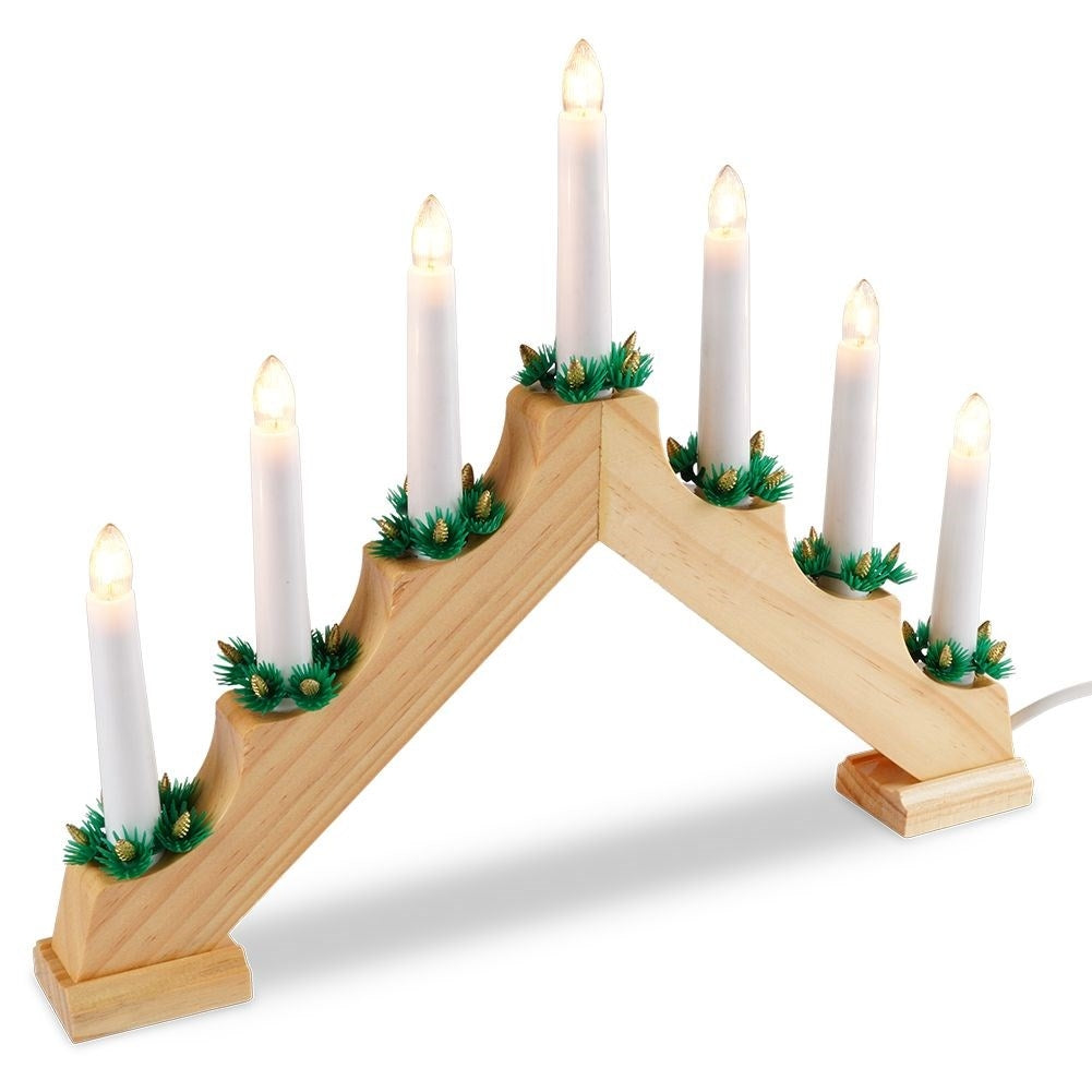 Advent Candlestick with Seven Candles and Wooden Base for Cozy Advent