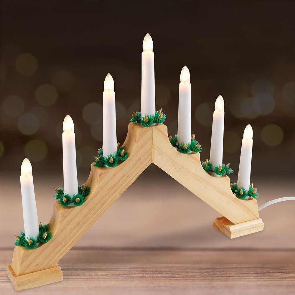 Advent Candlestick with Seven Candles and Wooden Base for Cozy Advent
