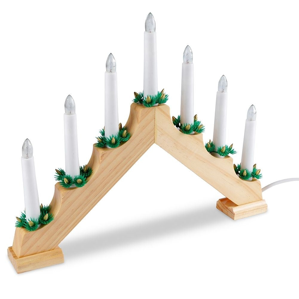 Advent Candlestick with Seven Candles and Wooden Base for Cozy Advent