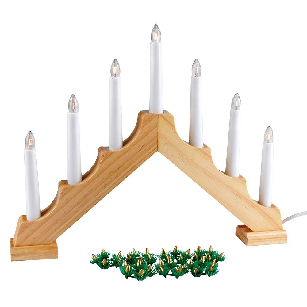 Advent Candlestick with Seven Candles and Wooden Base for Cozy Advent