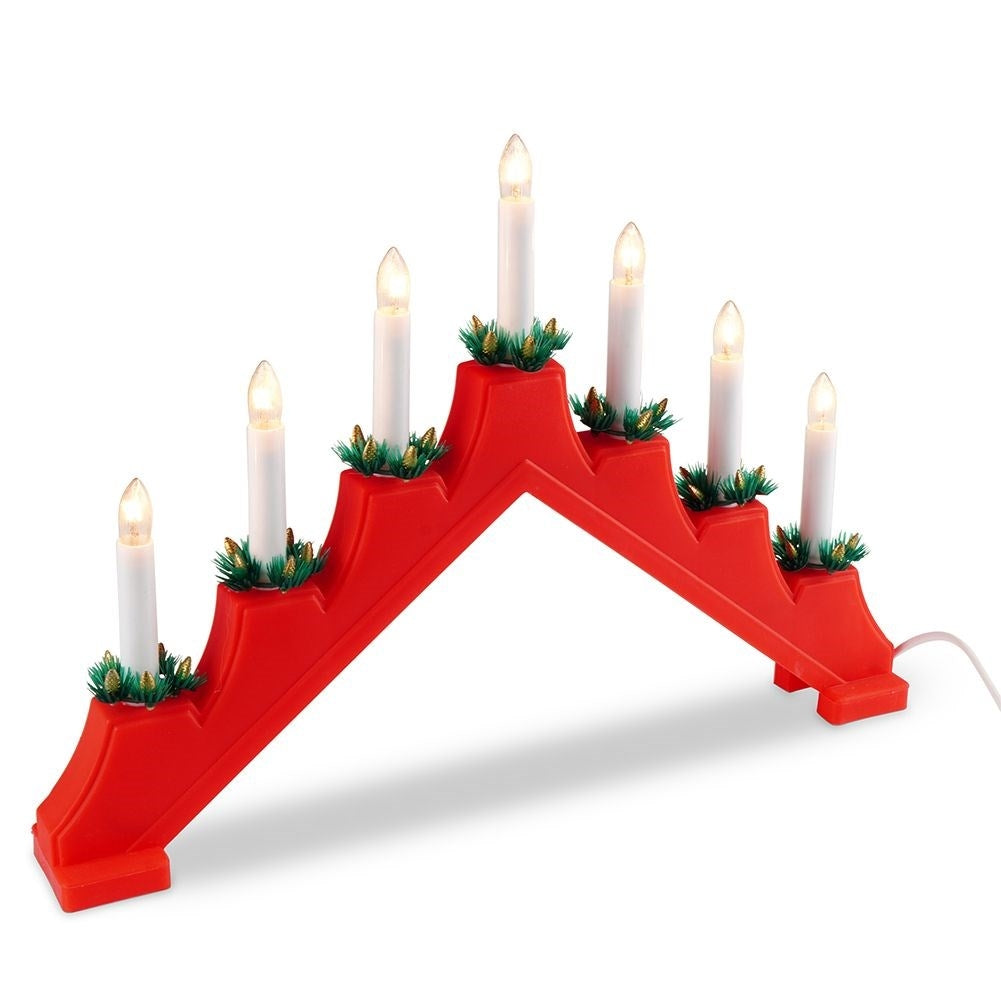 Advent Candlestick with Seven Electric Candles and Red Base
