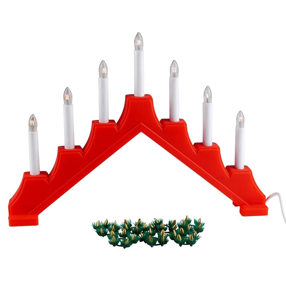 Advent Candlestick with Seven Electric Candles and Red Base