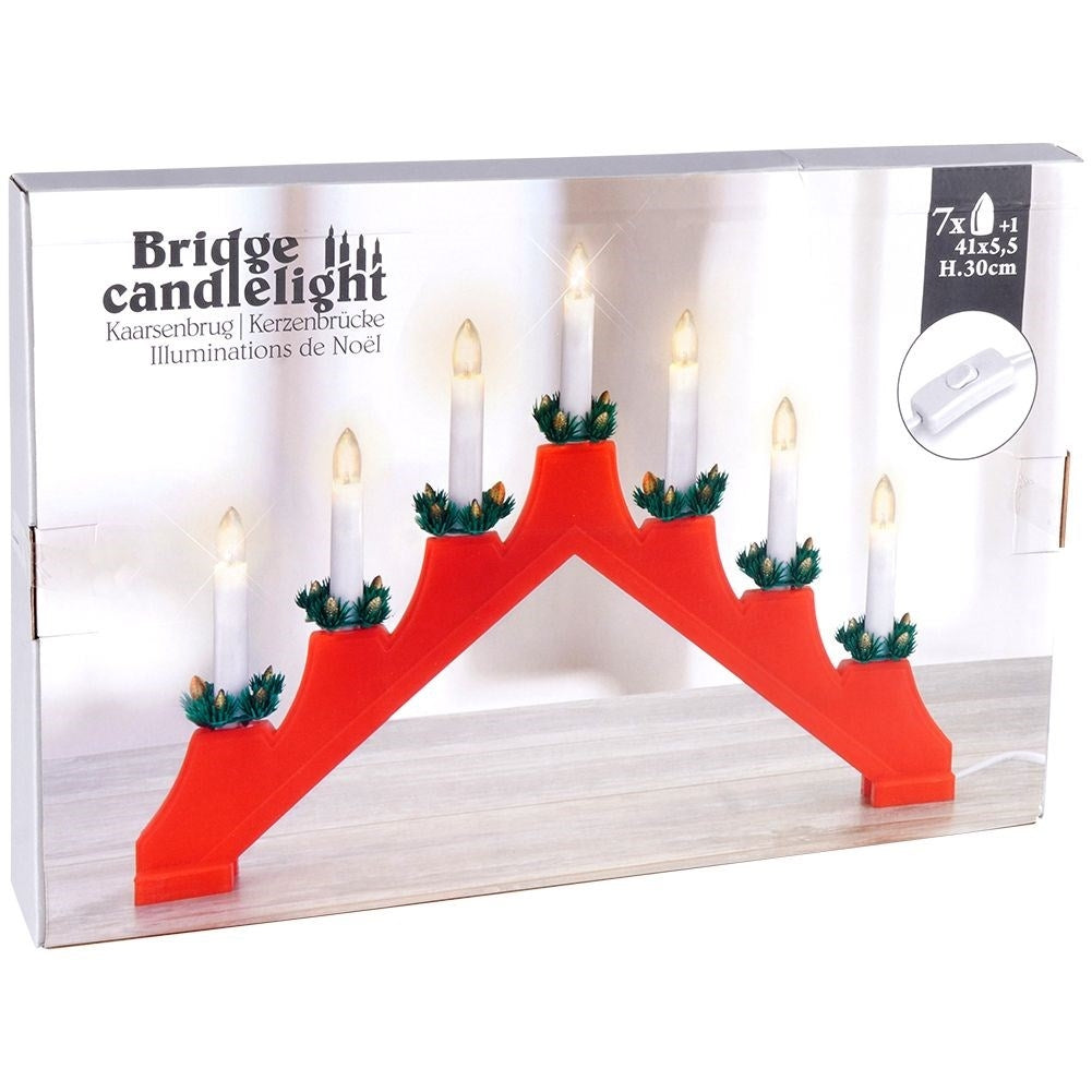 Advent Candlestick with Seven Electric Candles and Red Base